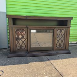 Large Wooden TV Stand / Media Console with Electric Fireplace Insert