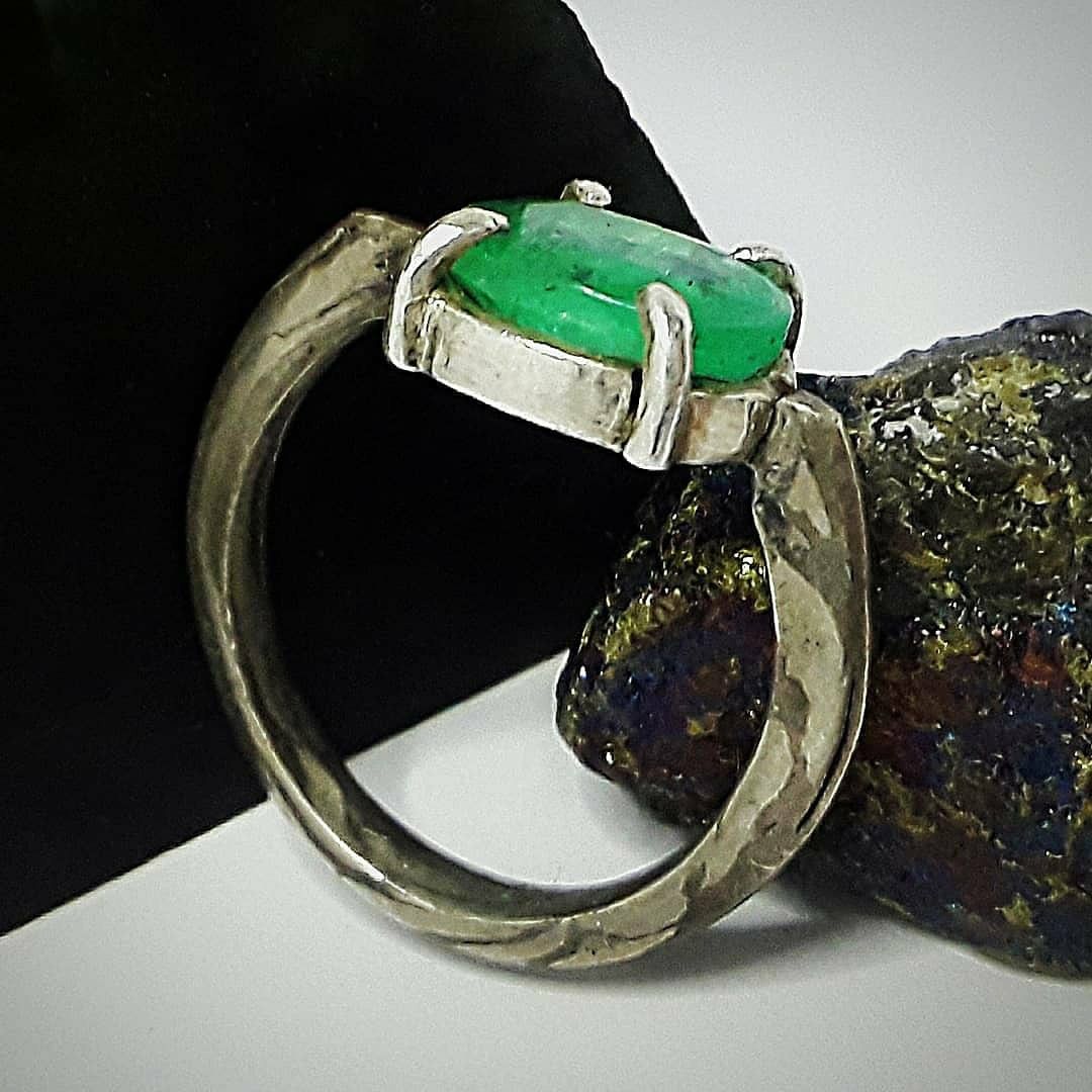 Emerald mokume ring