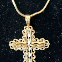 14k Yellow Gold Cross Pendant Necklace – a timeless symbol of faith and grace.