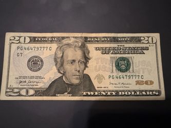 $20 Bill With 777 Number