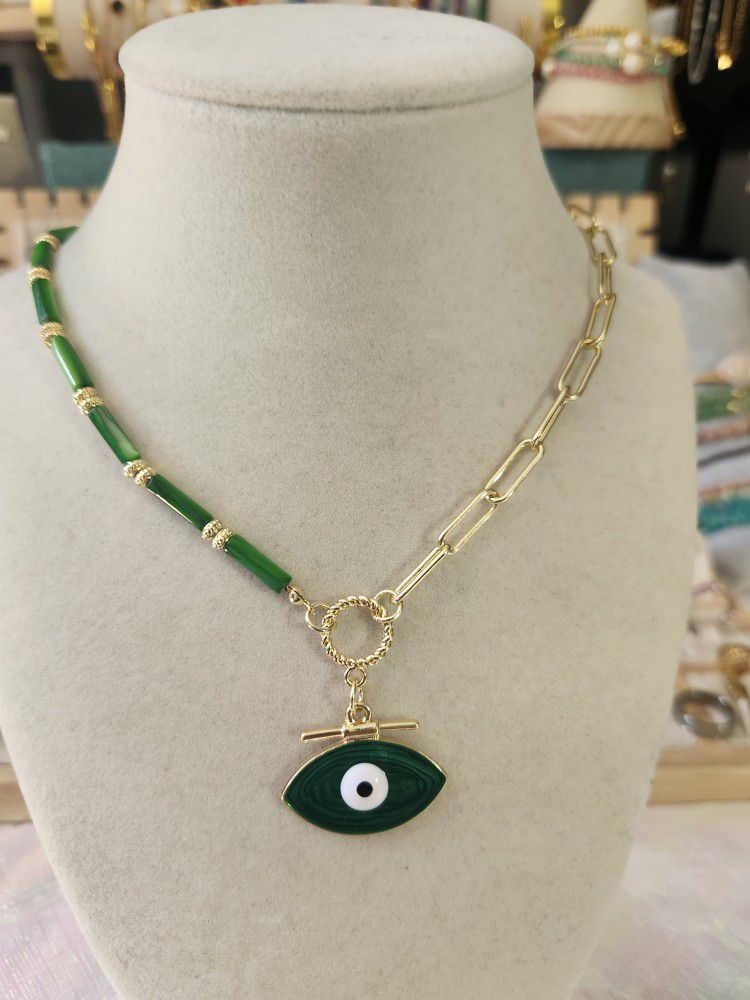 Gold Plated Evil Eye Statement Necklace
