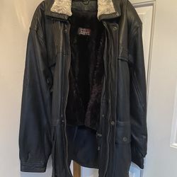 Toskana Genuine Lamb Leather Cost Jacket With Removable Collar And Lining . Size XL