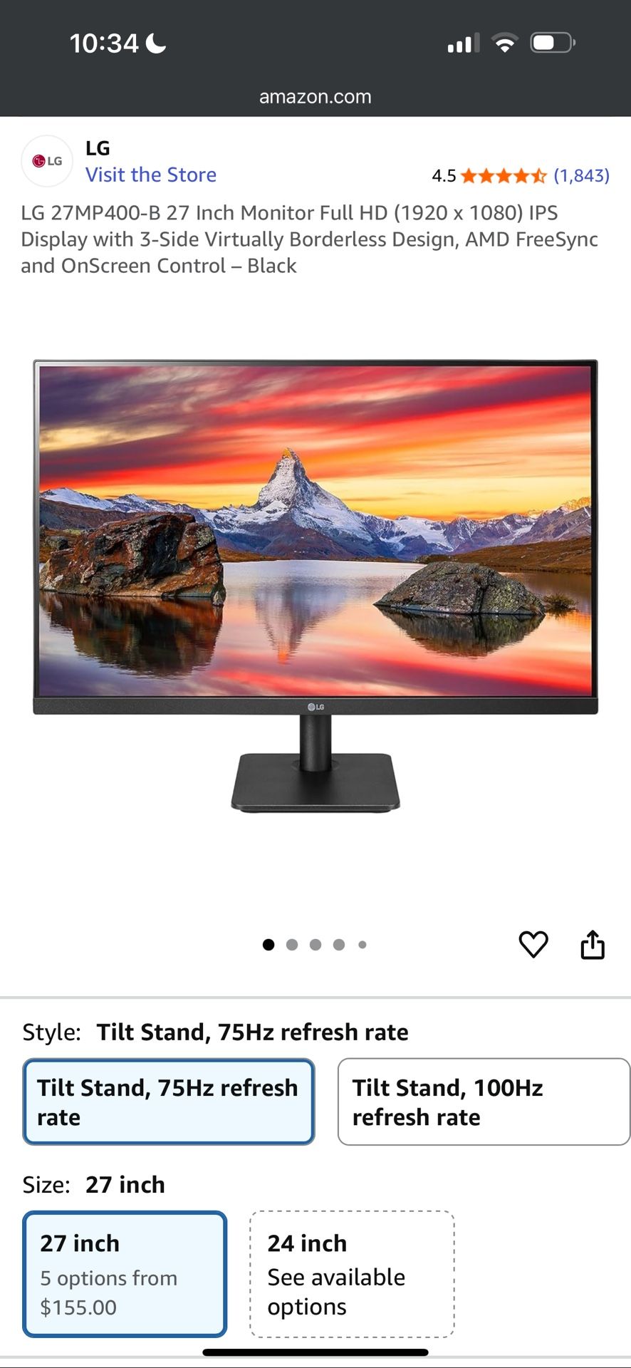 27 Inch LG Computer/ Gaming Monitor