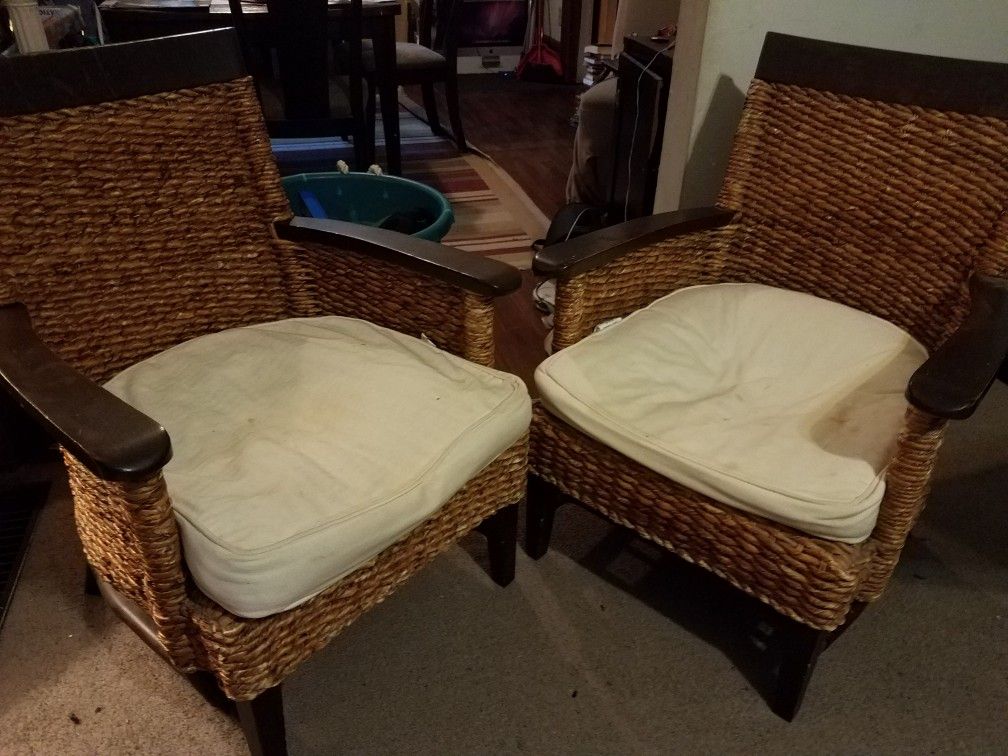 A set of Wicker woven chairs (sold separate or together)
