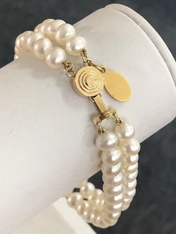 GOLD PEARL DOUBLE BRACELET. STUNNING
