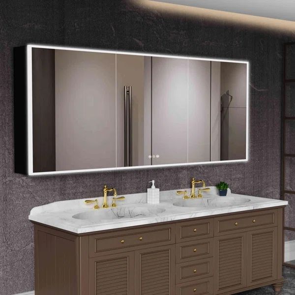 Budkov 60”W 36”H Surface Framed Medicine Cabinet