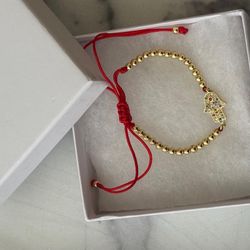 Hamsa Bracelet Red String | Gold Beaded Evil Eye Protection Bracelet | Adjustable Lucky Charm Jewelry | Spiritual Gift for Women