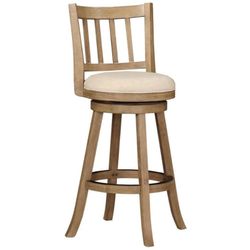 Sheldon 29 Inch Bar Height Stool Wood Counter Barstool Driftwood Beige Cushion