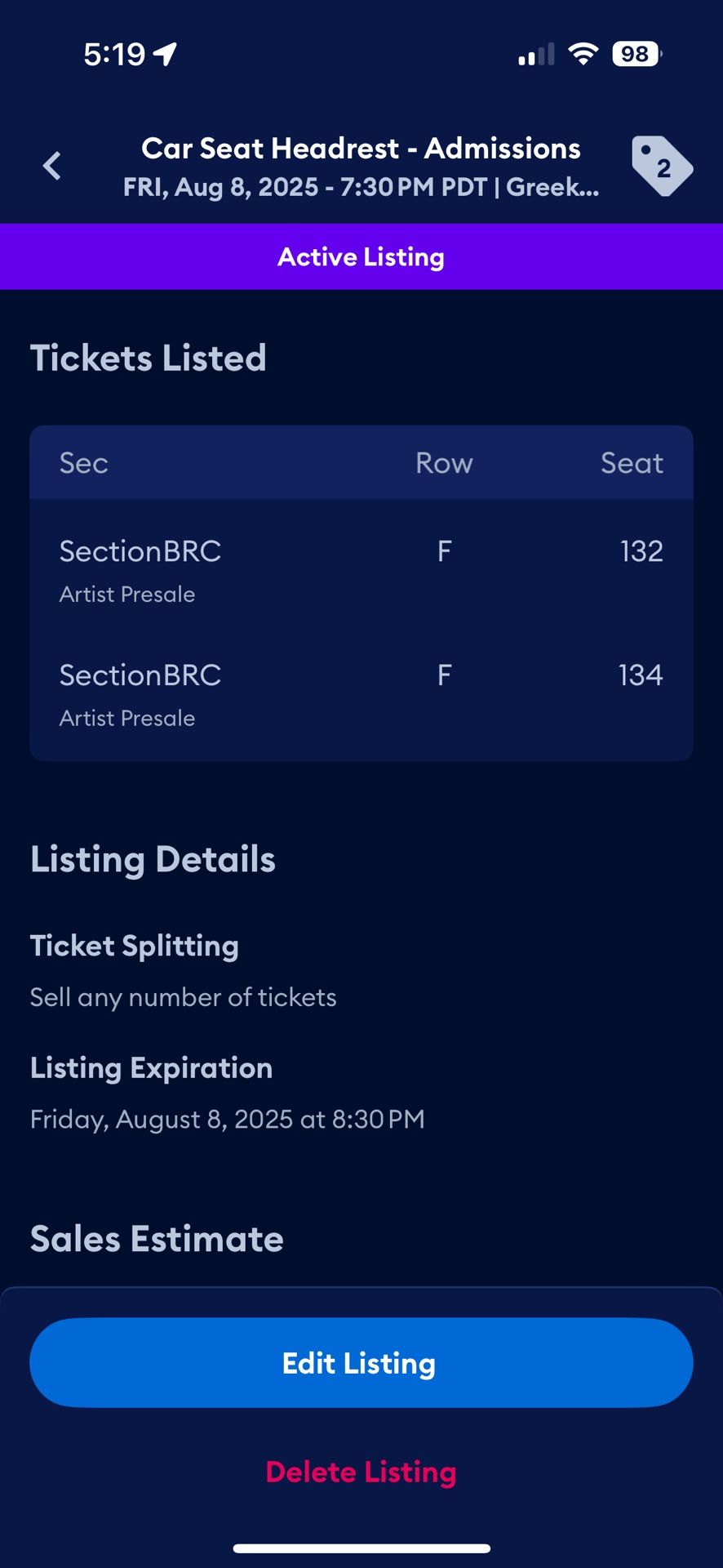 Carseat Headrest Tickets