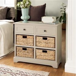 Beautiful Storage Cabinet W/4 Inserted Baskets & 2 Drawers