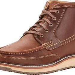 NEW Size 9.5 Wide Men Ariat Lookout Boots Lace-Up Round Moc Toe Leather Boot