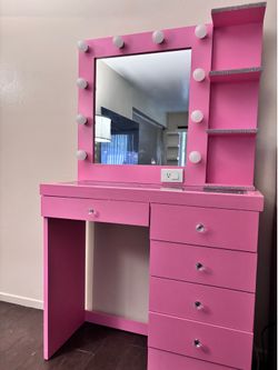 Pink vanity