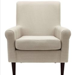 Fabric Rolled Arm Lounge Chair Beige 