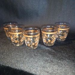 Antique 5 Shot Glass 22k Gilded