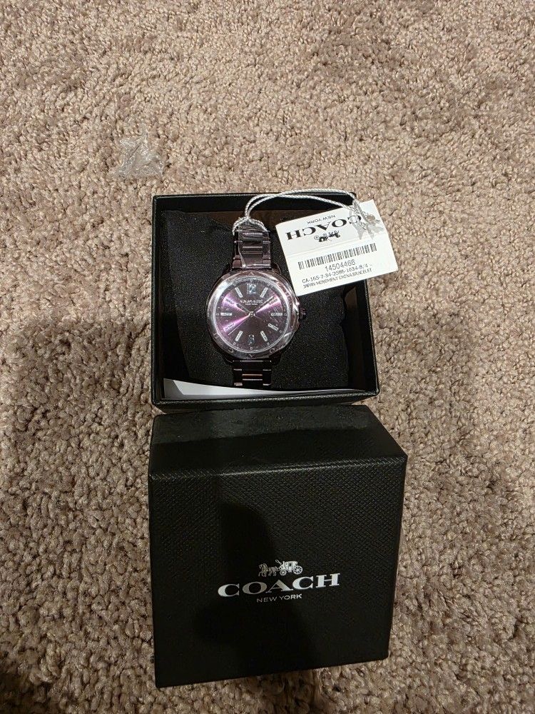 COACH Women\'s Kitt Ionic Plated Purple Steel Bracelet Watch, 34mm COACH Women main image 3