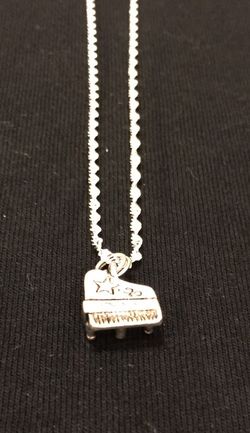 NEW 3D Piano Charm on Blingy Sterling Silver Chain