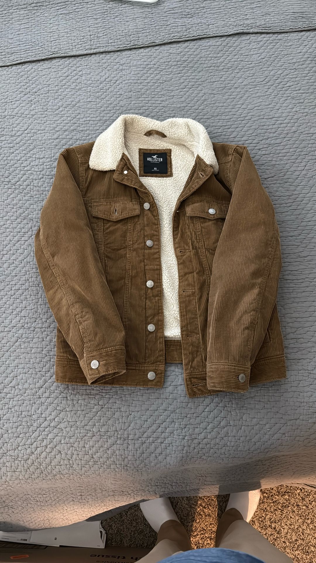 Hollister Sherpa Jacket Brown Extra Small