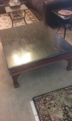 Real marble and solid wood big family coffee table
