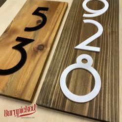 House Number Sign Modern Wood Plaque 