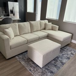 Brand New Cream Sectionals With Free Ottoman 