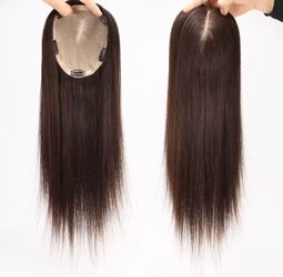 Hair topper, human hair 20 inches medium brown