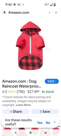 Dog Rain Coat, Medium Size