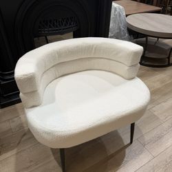 Makeup Vanity Chairs with Back,Office Desk No Wheels,Comfy Fabric Easy to Install for Living Room,Bedroom,Home,Office,Dressing Room-Beige White