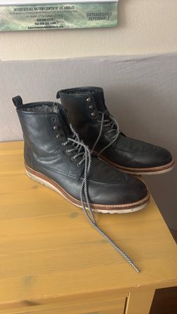 Vintage Foundry Blue Leather Lace-Up Ankle Boots