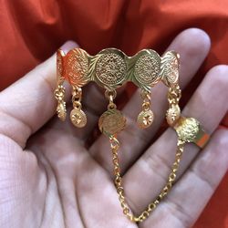 Gold Plated Baby Bangle Adjustable Ring Bracelet Jewelry 