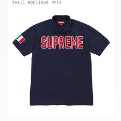 Supreme FW25' week 7 Twill Appliqué Polo Navy & Black 