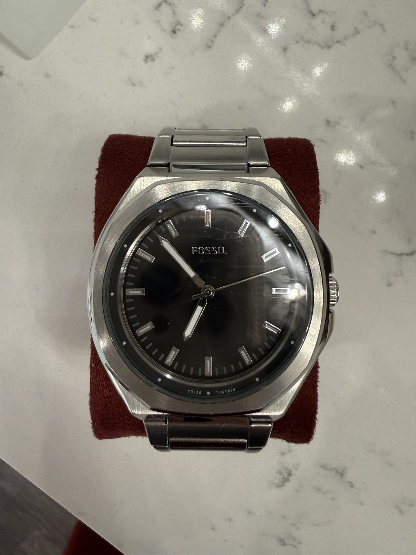 Fossil Solar Watch Mens 47mm Black Dial BQ2765 New Capacitor 6.25"