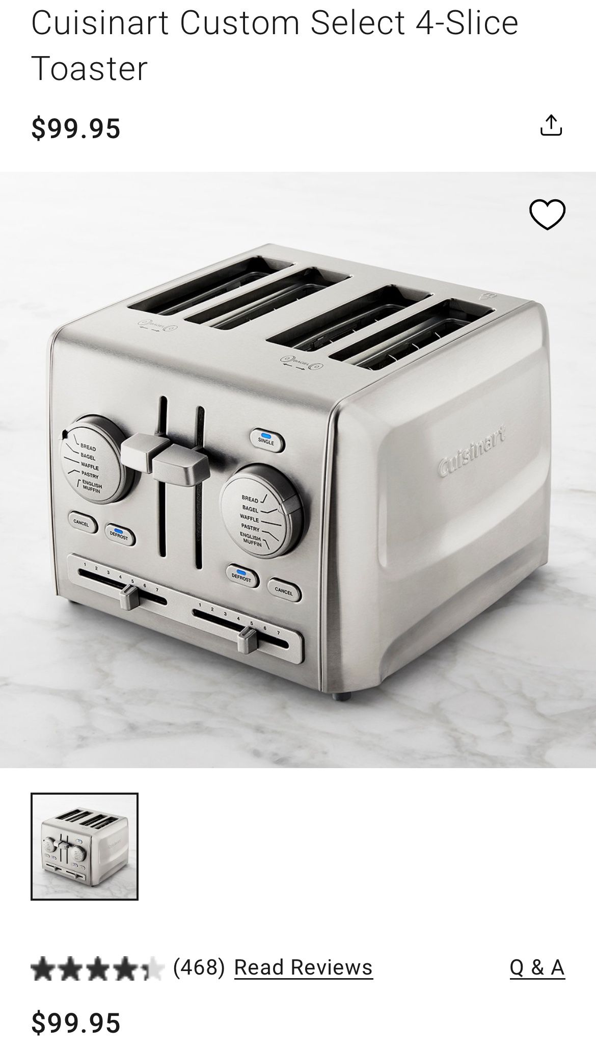 Cuisinart Custom Select 4-Slice Toaster
