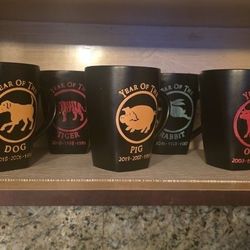 Ceramic coffee mugs featuring Chinese zodiac signs