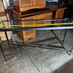 Wrought Iron Glass Top Entry/Sofa Table