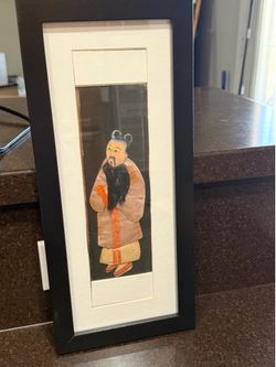 Vintage Asian silk figure in frame.