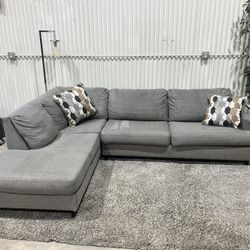 Gray Sectional Sofa Couch - Chaise Lounge - 2pcs - Cleaned - Comfy - Delivery Available 