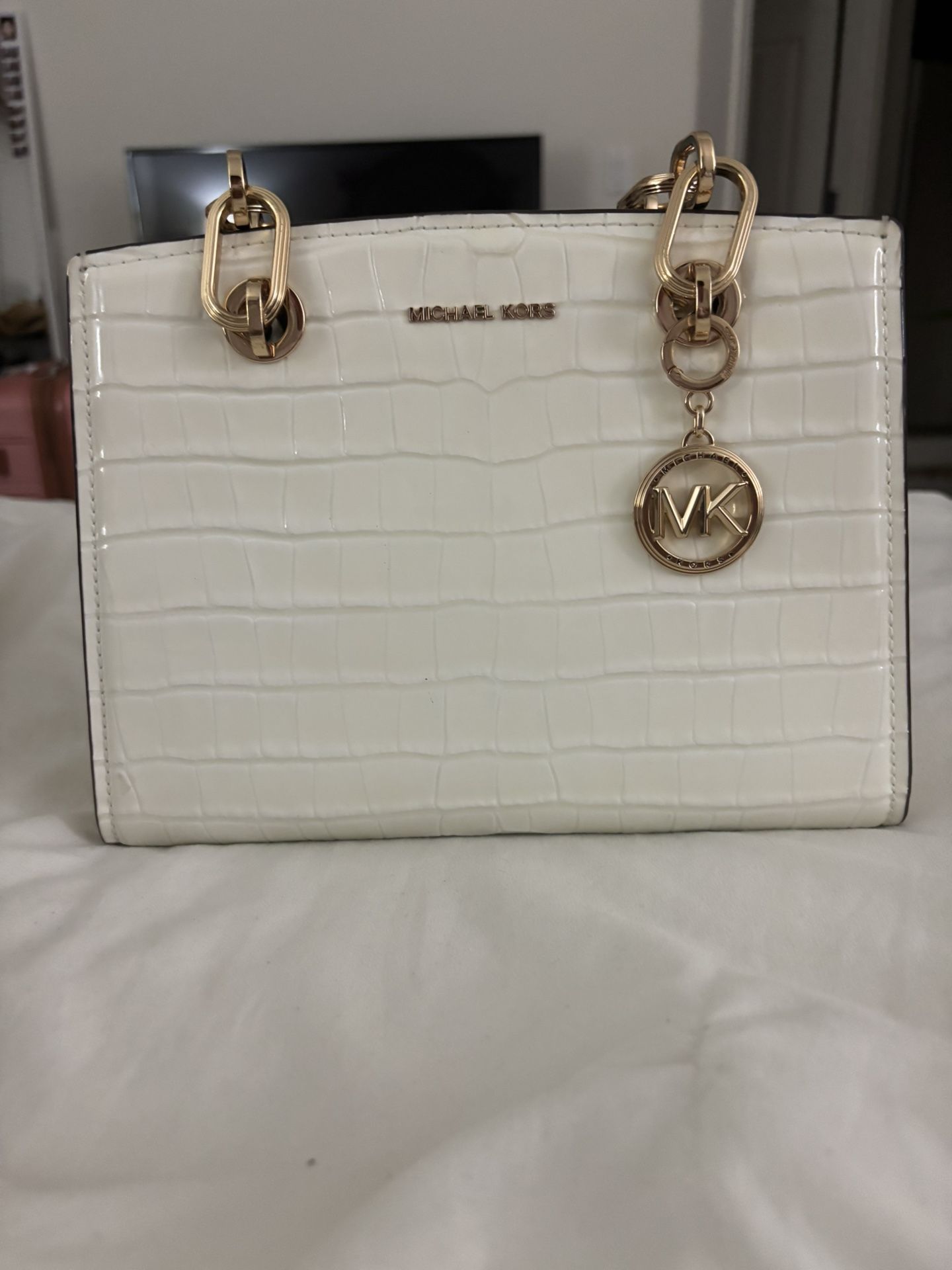 Cynthia Small Crocodile Embossed Leather Satchel