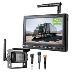 Wireless Backup Camera for Trucks VMW7 high Definition 1080P 7” IPS Monitor System,High-Speed Stable Transmission & Waterproof