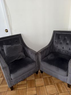 Tufted grey Accent Chairs 