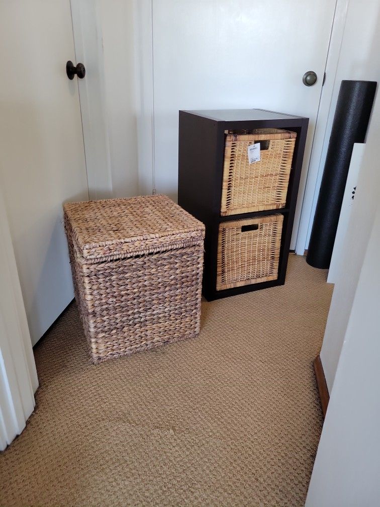 Wicker Bamboo Storage Cabinets Hamper And Storage Baskets And Cabinet