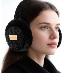 Ear Muffs for Winter Women, Adjustable Fluffy Earmuffs Ear Covers for Cold Weather, Foldable Ear Warmers for Women