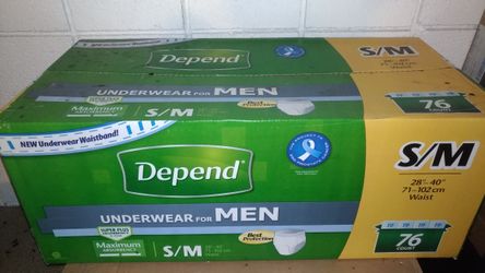 Depend Underwear for men 76count 28"-40"