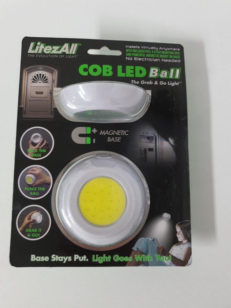 LitzAll COB LED Ball Grab & Go Light Magnetic Base, Battery Operated , New..
Condition is New...
Grab & Go Cob Led Ball LitezAll the evolution of ligh