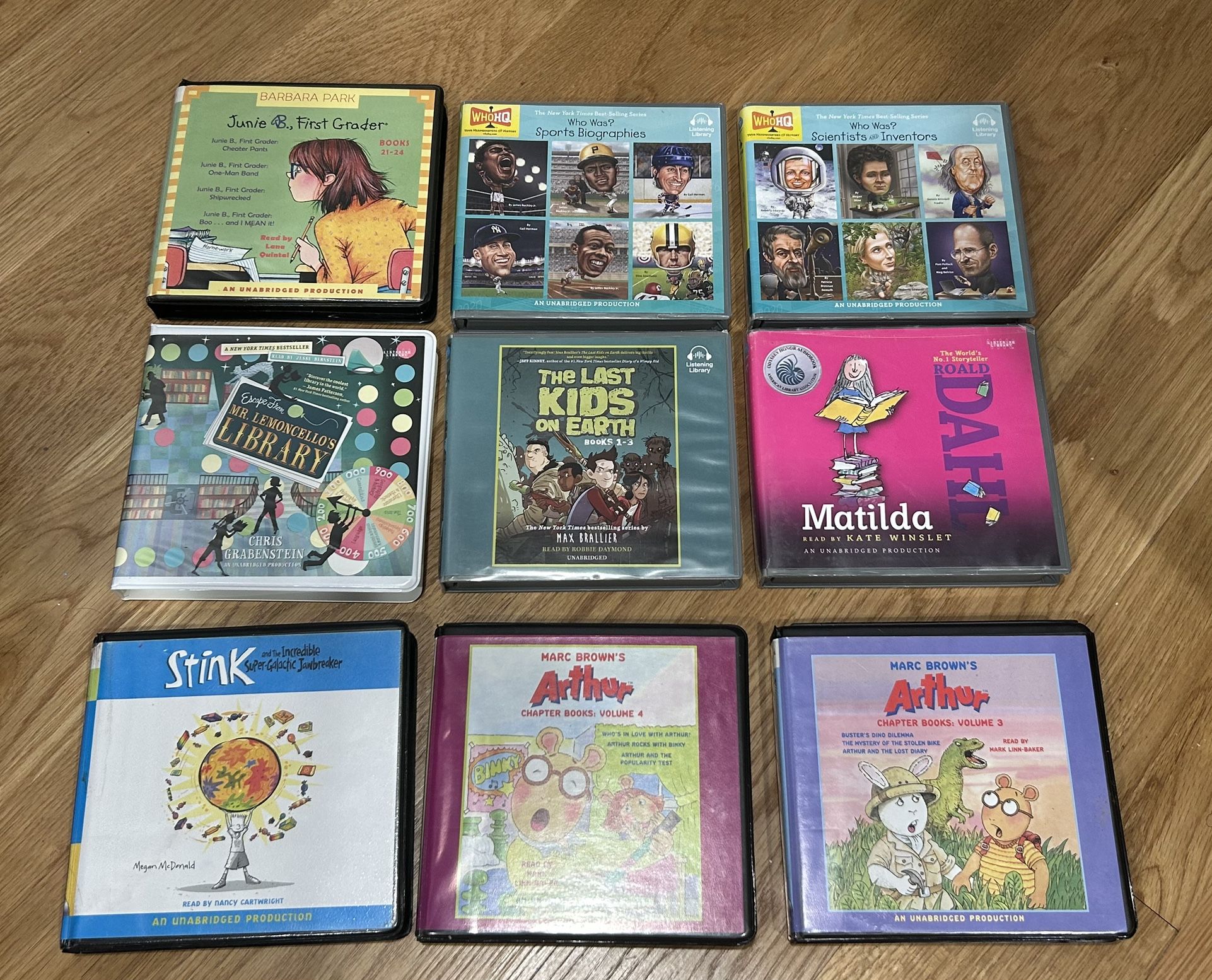 Audiobooks on CD – who was series, the last kids on earth, Matilda, Arthur and more
