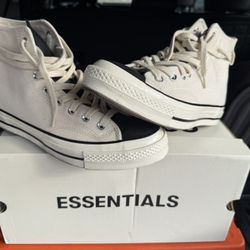 Converse Fear Of God X Chucks 70 High Sneakers – Cream/Black – Men 7.5 / Women 9.5