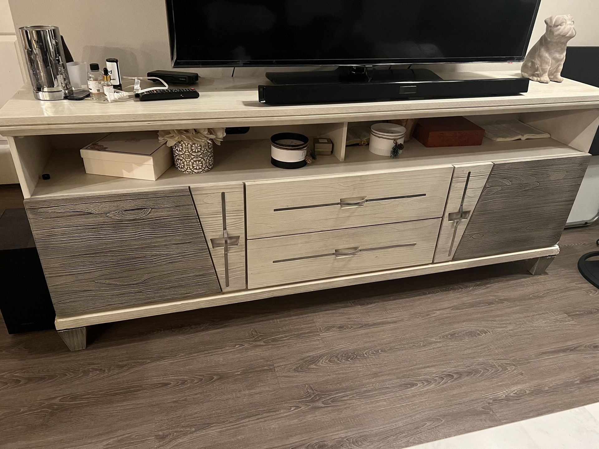 Wooden TV Cabinet White And Grey 