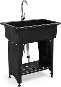 ROVSUN 20-Gallon Black Plastic Utility Sink