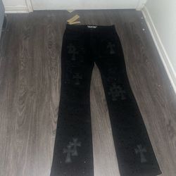 Stack crosses with vvs stack jeans