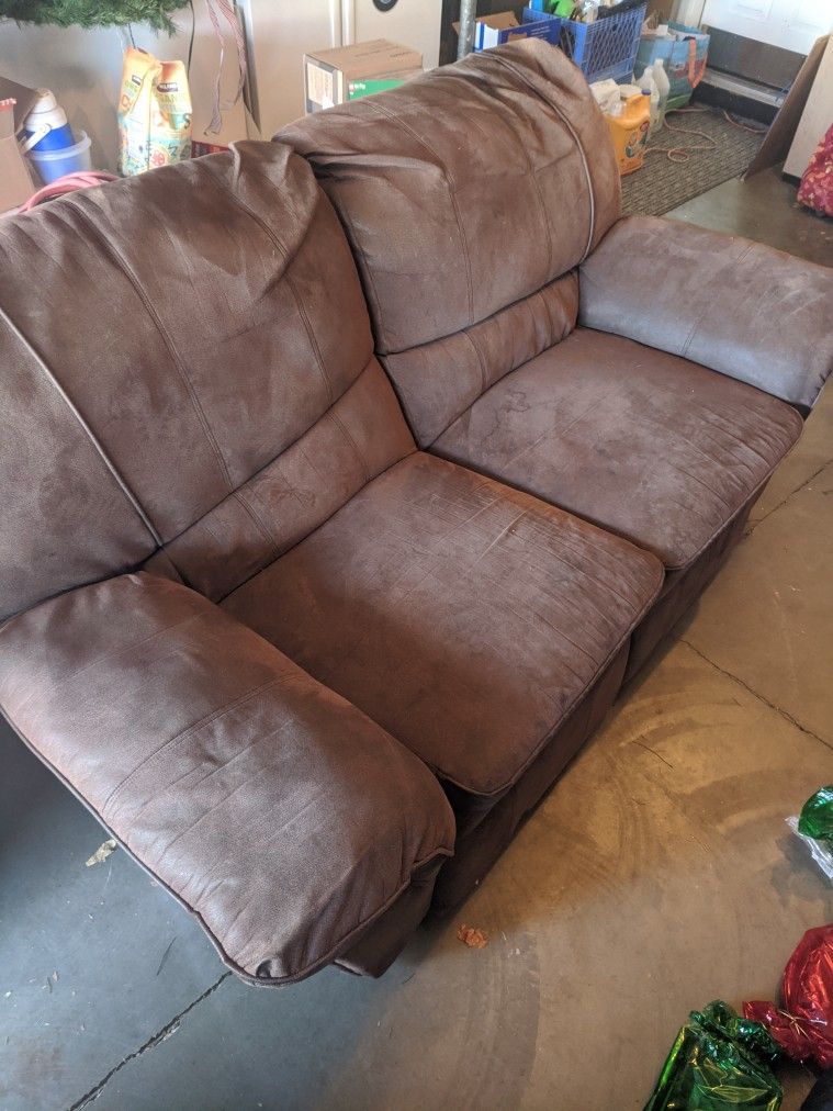 Brown Micro Suede Recliner Couch-FREE