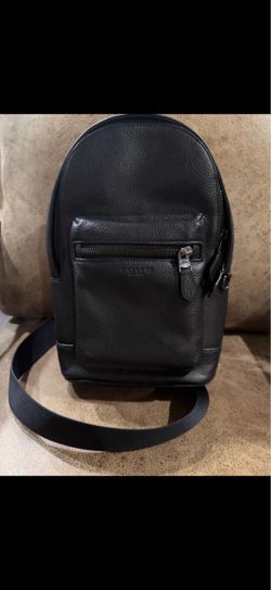 Coach Black Pebbled Leather Sling Bag unisex